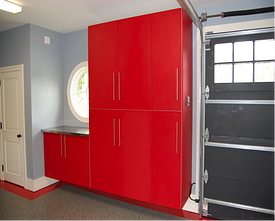 Red garage cabinets